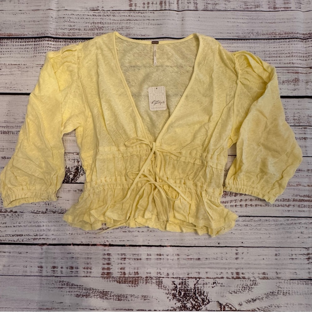 Free People Light Yellow Blouse